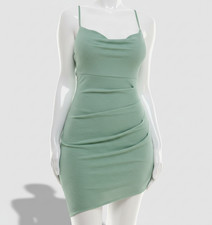 City Studios Women's Juniors' Green Cowl-Neck Glitter Bodycon Dress Size 5/6