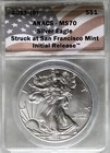 2011 S American Silver Eagle Coin MS70 25th Anniversary Initial Release San Fran
