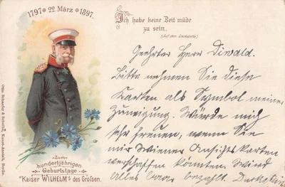 Wilhelm I. 1897 hundertster Geburtstag des Deutschen Kaisers Kornblume König Pr. - Bild 1 von 4