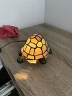 Vintage Tiffany Style Stained Glass Turtle Accent Lamp 90’s Portable Lamp Works