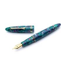 Leonardo Furore Fountain Pen in Aquapetra, Gold Trim - Extra Fine Nib - NEW