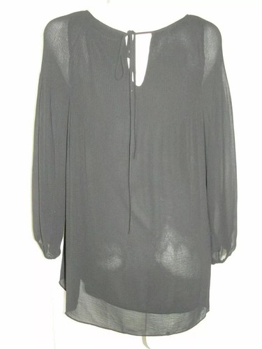 MAX STUDIO Top Size M Medium Black Accordion Pleat LS Peasant Blouse w/Lining - Picture 5 of 8
