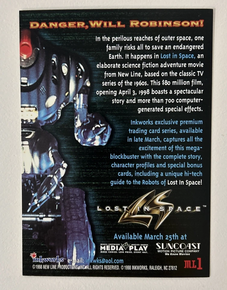 LOST IN SPACE ML1 Musicland Suncoast Media Play PROMO 4-Card Sheet ML-1 INKWORKS - Image 2 of 2