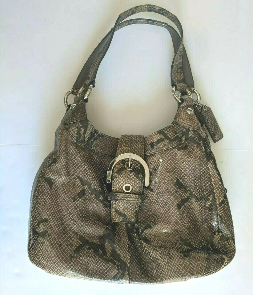 Coach Soho Lynn Python Purse Embossed 3 Compartments Snakeskin Hobo Exotic - Image 2 of 4
