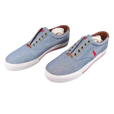Ralph Lauren Polo Vito Chambray Blue Denim Leather Sneakers