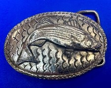 Largemouth Bass Fishing Jumping Fish Silver Tone Small Fisherman's Belt Buckle
