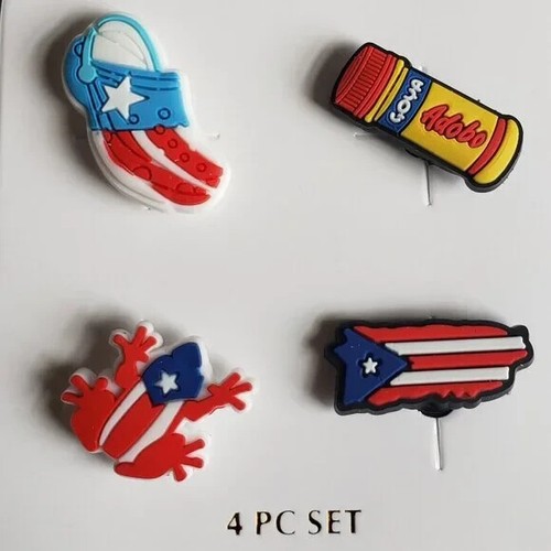 Shoe Charms 4 PC Set Puerto Rico Frog Flag Shoe Charms - Bild 2 von 2