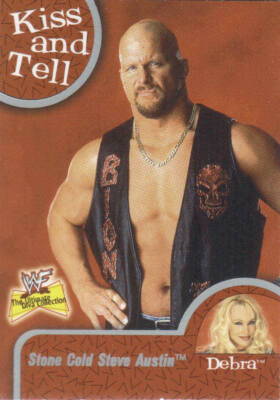 STONE COLD STEVE AUSTIN  DEBRA  2001 Fleer WWE DIVAS KISS AND TELL Insert #4KT  