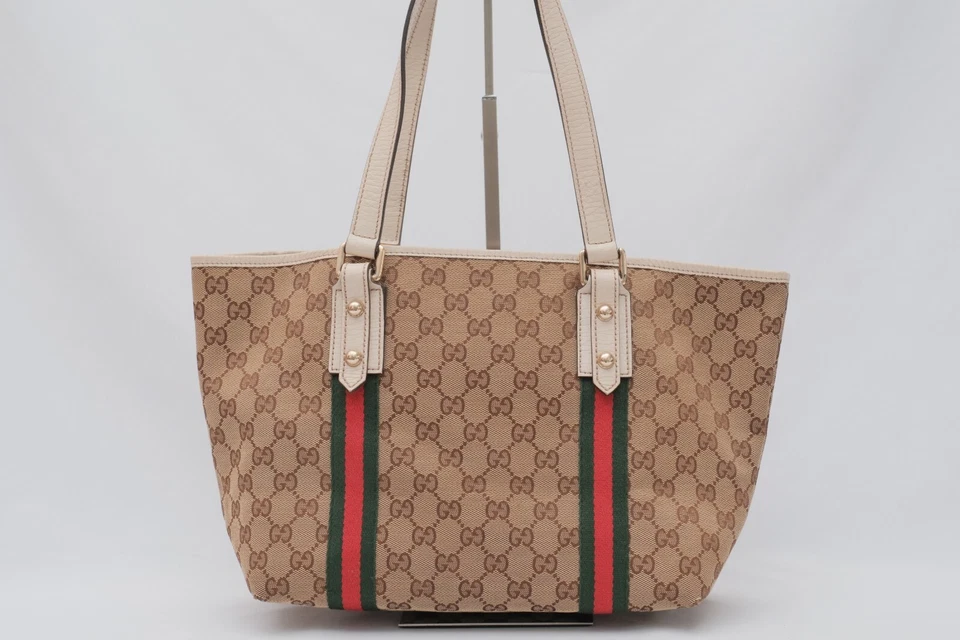 GUCCI Charm Tote Shoulder Hand Bag GG Sherry Line Horsebit Authentic - Image 4 of 4