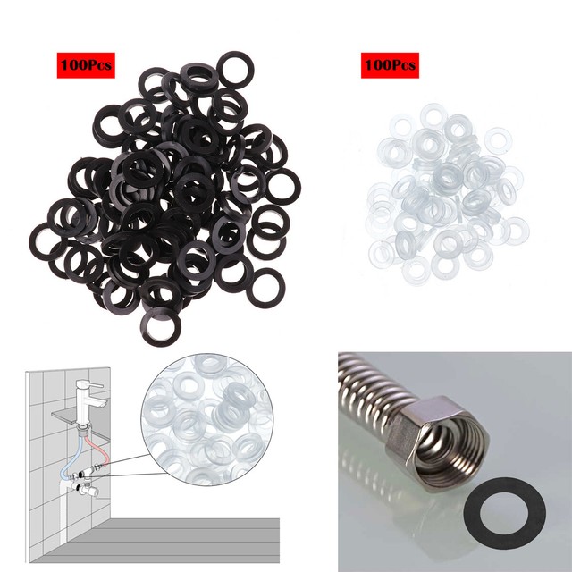 100pcs Hose Pipe Rubber Shower Washers ORings Flat Seals Fitting Tap
