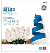 GE StayBright 25ct LED C9 Light String Warm White/Green Wire 12 ft Indoor/Out