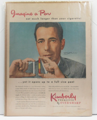 MCM Movie Star Vintage 1948 Kimberly Pockette Humphrey Bogart Eversharp Pen Ad