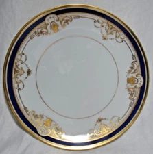 Rosenthal Porcelain Plate Cobalt Blue White Gold Dresden Works Saxony 8.5" VTG