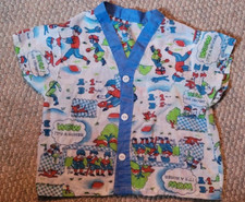 Boys Pajama Top Button Up Baseball Kids Dog Players Bedtime Naptime Vintage