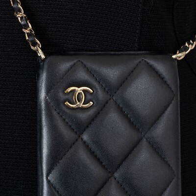 CHANEL ブラックレザー iPhoneケース　13 13pro ハイブランドChanelアイフォン13proケースファッション凸凹紋iphone13