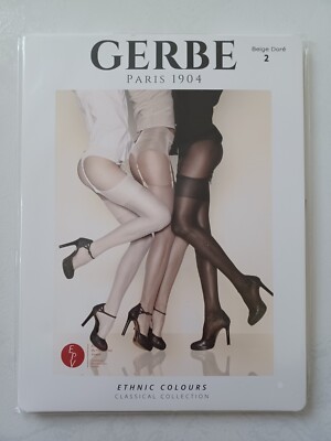 GERBE STRÜMPFE STRUMPFHALTER ETHNIC COLORS 15 DEN GRÖSSE 2 BEIGE GOLD REF GBETH