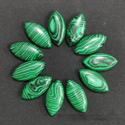 20pcs Artificial Malachite Stone Horse Eye CAB CABOCHON 15x30mm Jewelry No Holes