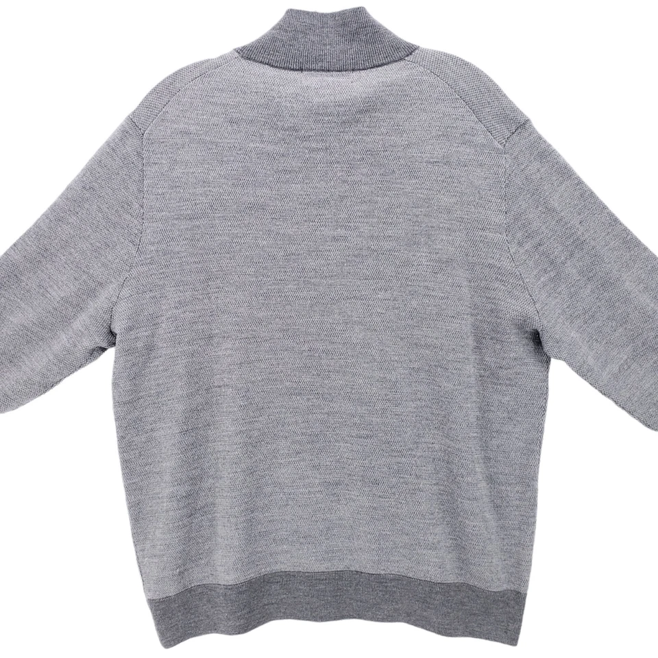 BROOKS BROTHERS Extra Fine 100% Merino Wool Gray 1/4 Zip Pullover Soft LARGE - Image 4 of 4