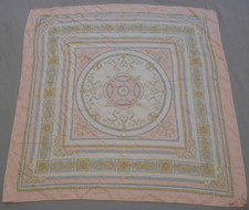 Scarf 100 Silk Square Made In Italy 34" x 34" Pink Yellow Blue