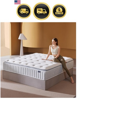 #ad Queen Mattress 14 Inch Hybrid Memory Foam Pocket Coils Support Pressure Relief $357.25