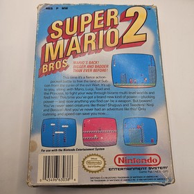 Super Mario Bros 2 NES Cartridge & Box (Authentic, Box Damage) Tested Works