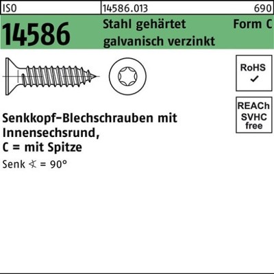 1000er PACK(Stk) Senkblechschraube 3,5x 25 -C ISO 14586 m.Innensechsrund/Spitze