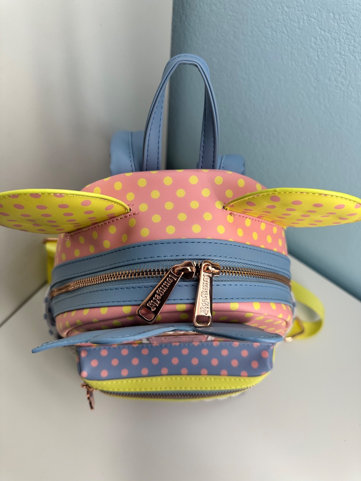 Loungefly Disney Parks Minnie Mouse Pastel Polka Dot Figural Bag - Lightly Used image 5