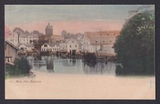 Vintage postcard 1910s Nykoping city view river buildings Sweden