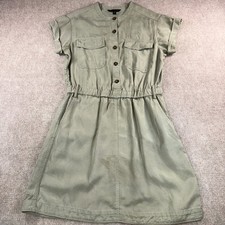 Banana Republic Olive Green Utility Shirt Dress Petite Small Button Front Pocket