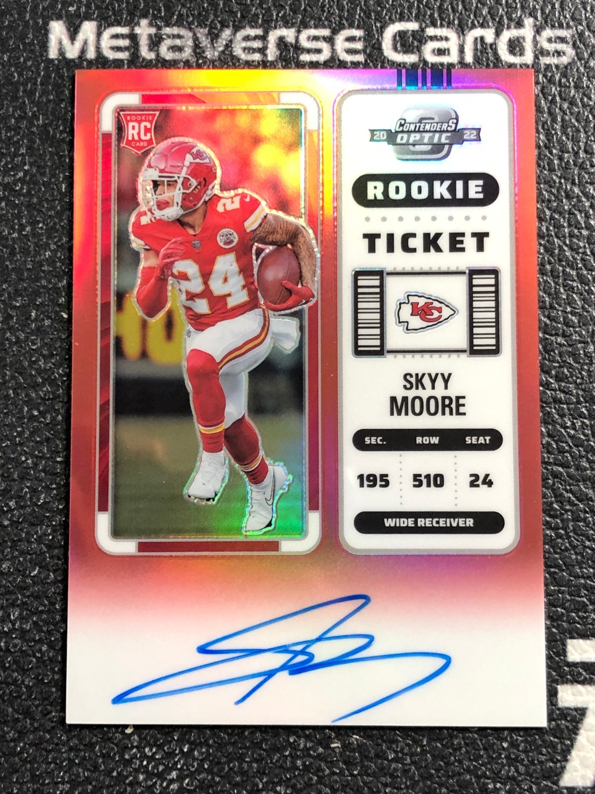 2022 Contenders Optic Rookie Autograph Red Prizm #134 RC Skyy Moore 119/149