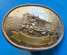 VINTAGE LARGE COWBOY WESTERN RODEO AWARD STYLE PETERBILT 379 TRUCK BELT BUCKLE