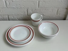 Vintage Corelle Classic Café Red Dinnerware - Set of 12 Pieces Made In USA