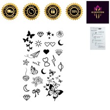 Black Butterfly Heart  Flower Temporary Tattoo Stickers - Unisex  Waterproof