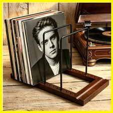 Vinyl Record Storage, Wooden Record Holder for 50 to 75 LPs
