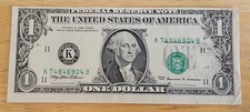 1999 Circulated $1 One Dollar Miscut Misprint Error Banknote Bill