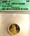 2002-W $5 1/10-oz GOLD AMERICAN EAGLE ICG PR70 DCAM - NO RESERVE