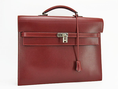 HERMES Kelly Depeche 38 Briefcase Business Bag Leather Rouge Wine