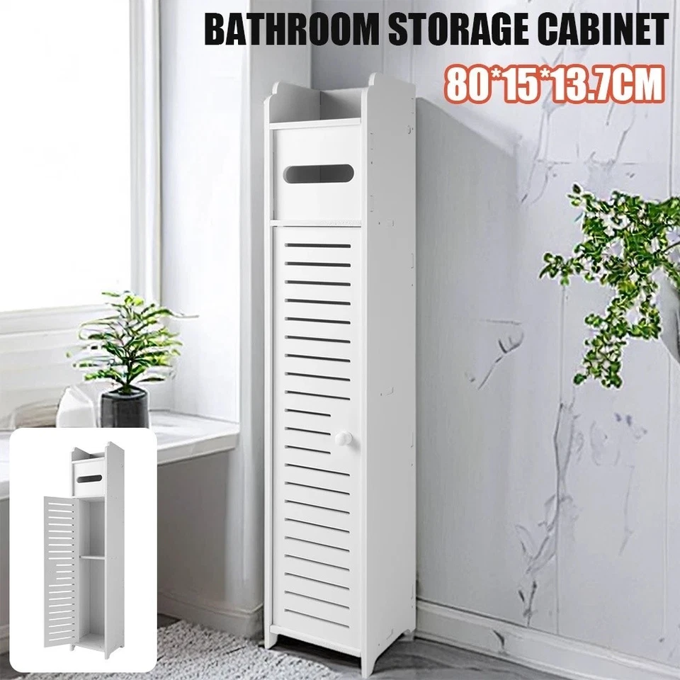 Waterproof Bathroom Storage Cabinet Free Standing Cabinet Organizer Unit White