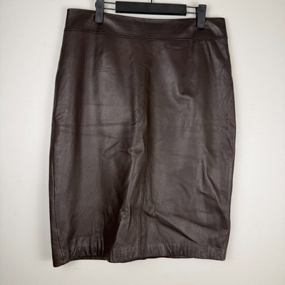 Classiques Entier Straight & Pencil Skirt Womens 12 Brown Leather Classic Career
