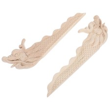 2 Pcs Carved Wooden Onlay Applique Dragon Dainty Ornate Appliques