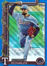 NATHAN EOVALDI TOPPS HOLIDAY BLUE METALLIC GLITTER TEXAS RANGERS #H47 2025 25