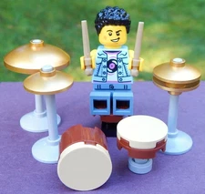 NEW LEGO DRUMMER MINIFIG LOT drum set rock rocker music musician punk