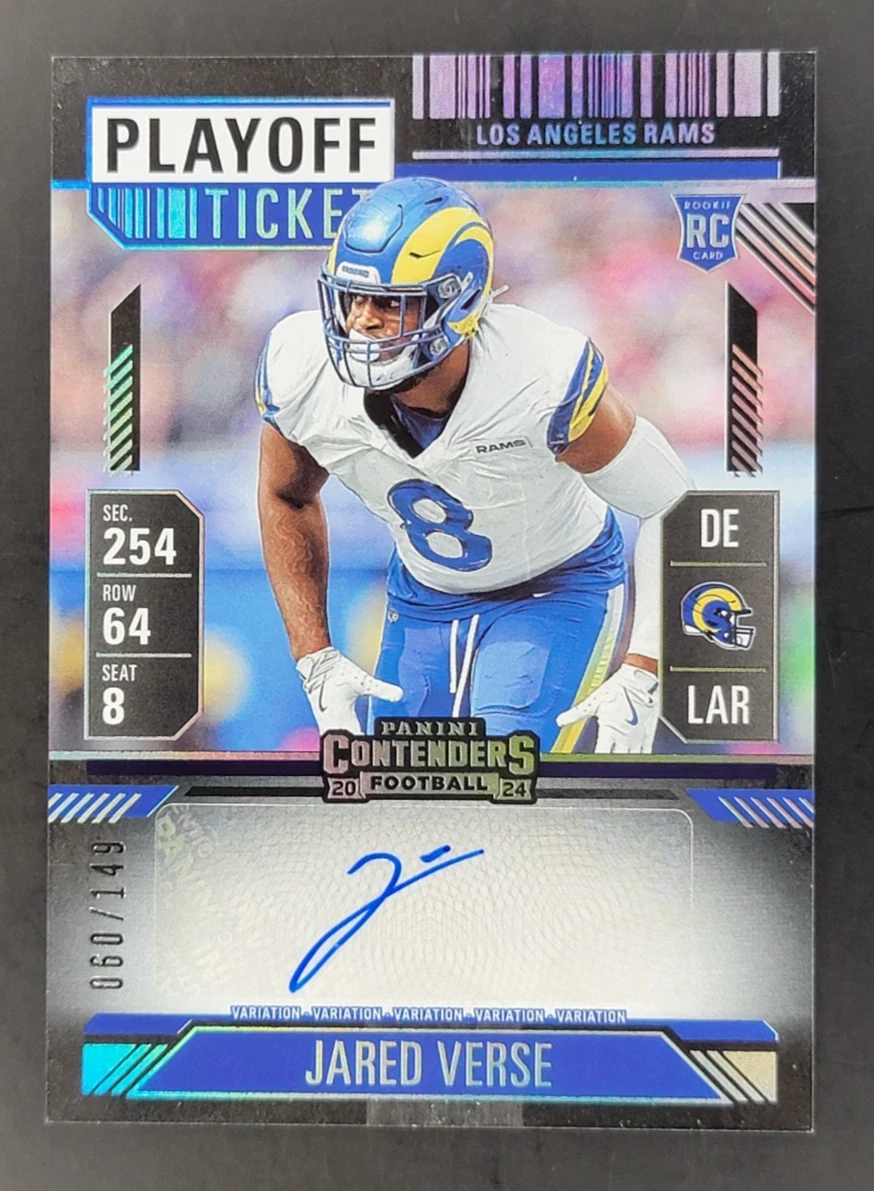 2024 Contenders JARED VERSE Playoff Ticket Rookie Auto Variation 60/149 - Rams