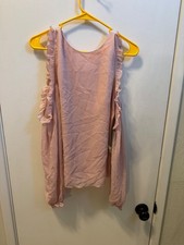 Women "Eliza J" lite pink, ruffled, sleeveless pullover top. Size 8 NWT