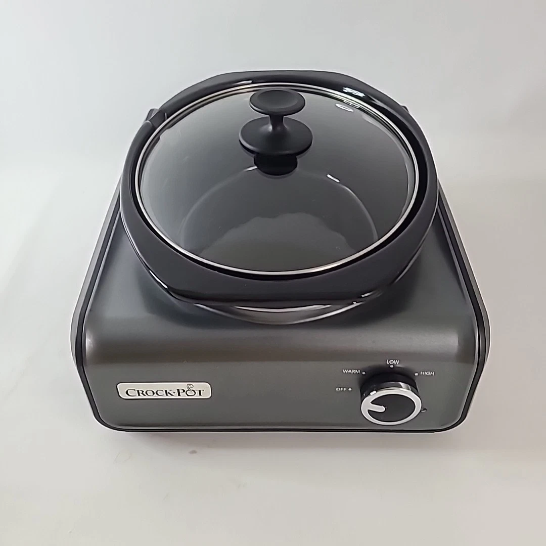 Crock Pot Hook-Up 3.5 Qt Oval Slow Cooker Connectable Party SCCPMD3-CH Gray