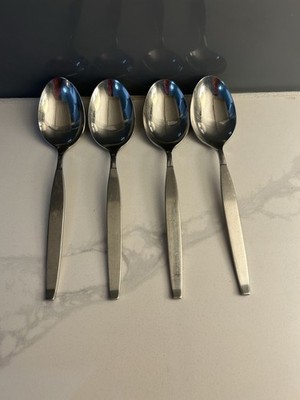 Oneida Community 6.75  Frostfire Stainless Flatware Lot Of 4 Spoons MCM