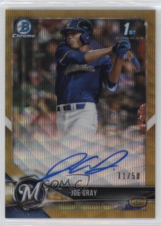 2018 Bowman Draft Chrome Pick Gold Wave Refractor 11/50 Joe Gray Auto 10om