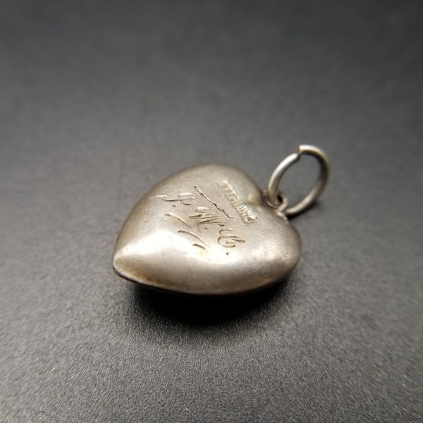 WWII Period Sweet Heart Jewelry Art Nouveau 925 Silver