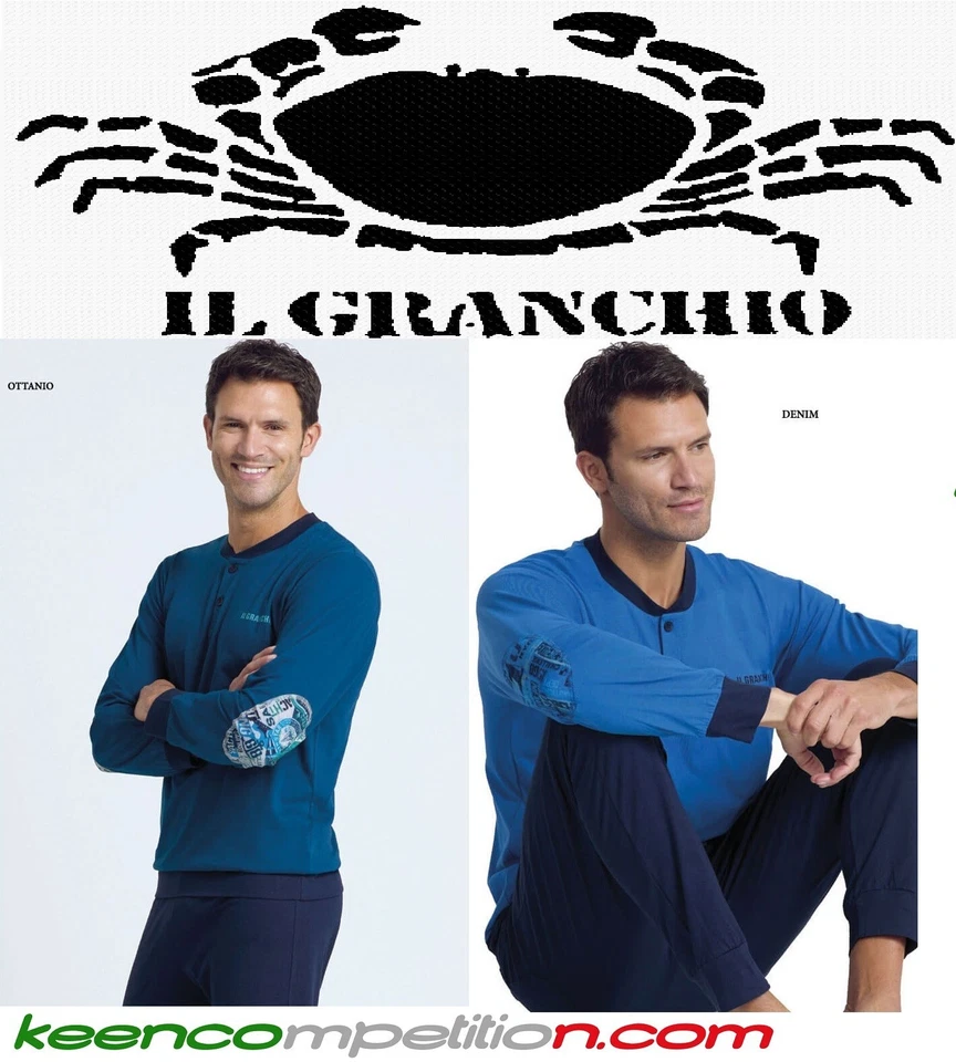 Il Granchio PIGIAMA UOMO SERAFINO MANICA LUNGA CON POLSINI COTONE LEGGERO JERSEY