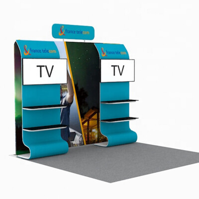 10ft Portable Trade Show Pop-Up Booth Displays with Custom Print Shelves